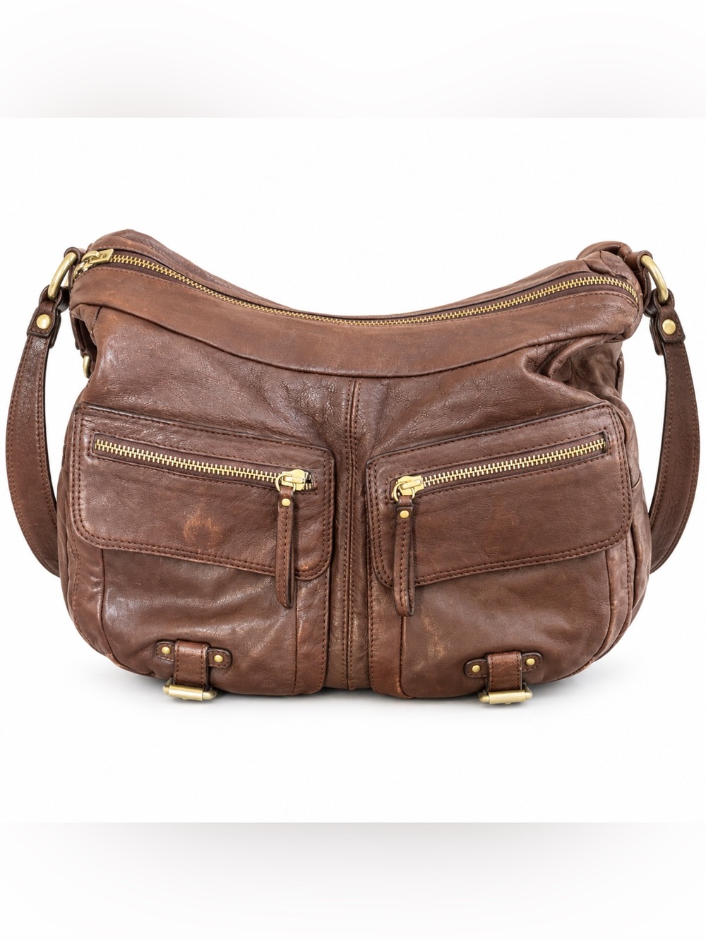 Banana Republic Sloan Brown Italian Leather Hobo Crossbody Bag